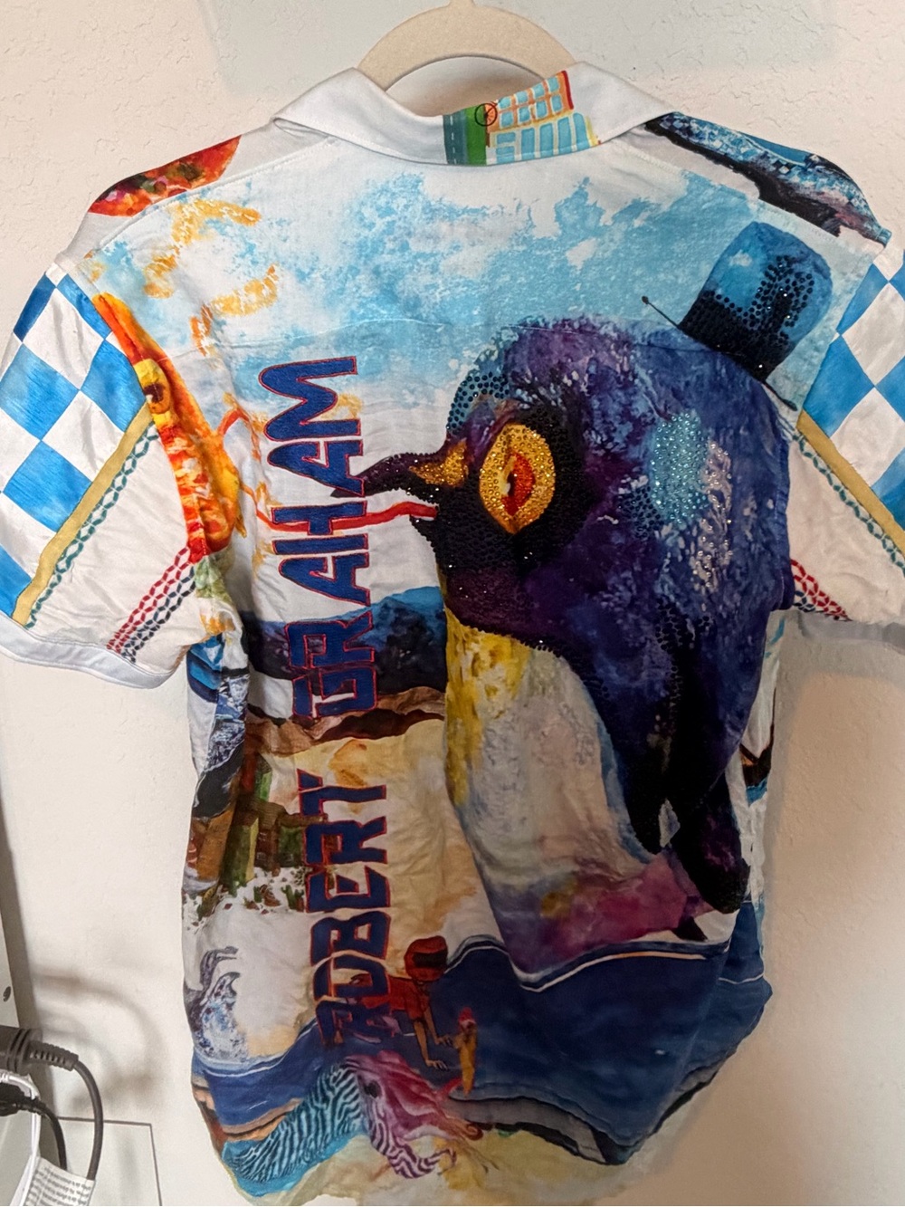 Robert Graham Multicolor Graphic Short-Sleeve Polo with Blue and White Accents